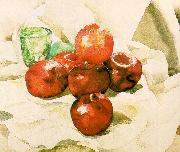 Still Life with Apples and a Green Glass